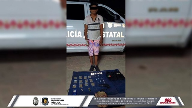 Detiene la Policía Estatal a una persona en Acapulco. Tras una inspección se localizó una réplica de plástico de un arma de fuego