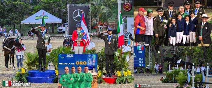 Atletas del Ejército Mexicano ganan medalla de oro en concurso completo de equitación en los Juegos Centroamericanos y del Caribe San Salvador 2023