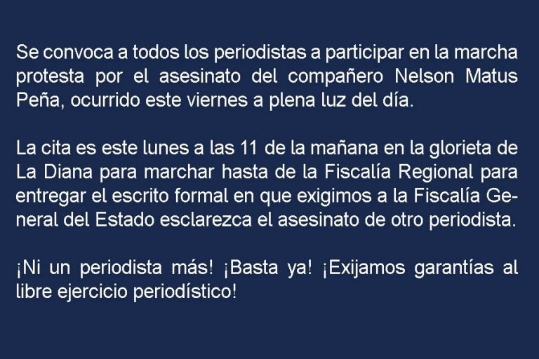 Periodistas protestan por crimen de Nelson Matus Peña