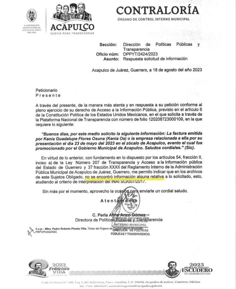 «Denuncia de corrupción en Gastos de Concierto de Kenia OS por Alcaldesa de Morena en Acapulco»