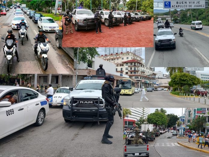 Refuerzan autoridades patrullajes conjuntos en Acapulco, el despliegue se llevó a cabo en el exterior del Centro de Convenciones, donde participó personal de los tres niveles de gobierno