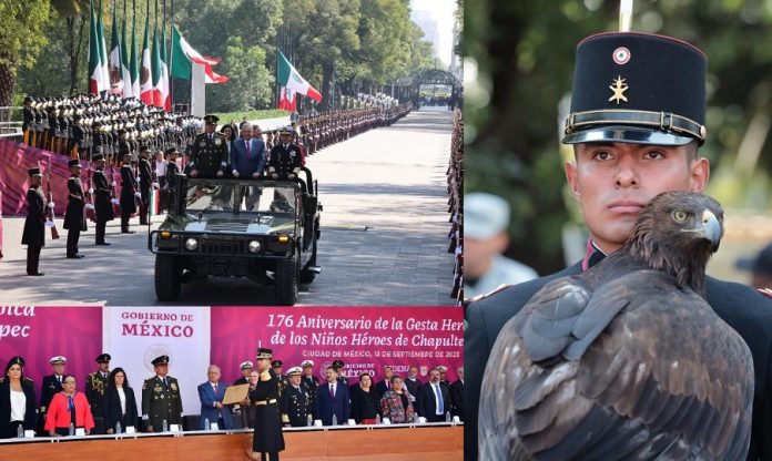 Celebran 176 años de la Gesta Heroica de los Niños Héroes de Chapultepec, el Presidente de la República hizo entrega de un reconocimiento al Director del Heroico Colegio Militar,