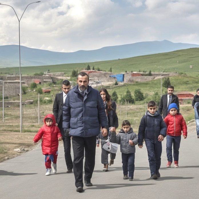 Evacuación de armenios desde Nagorno Karabaj a Armenia. Azerbaiyán recuperó el control de un área habitada por unos 120,000 armenios