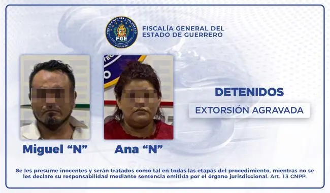 FGEGuerrero los detiene por extorsión en Acapulco