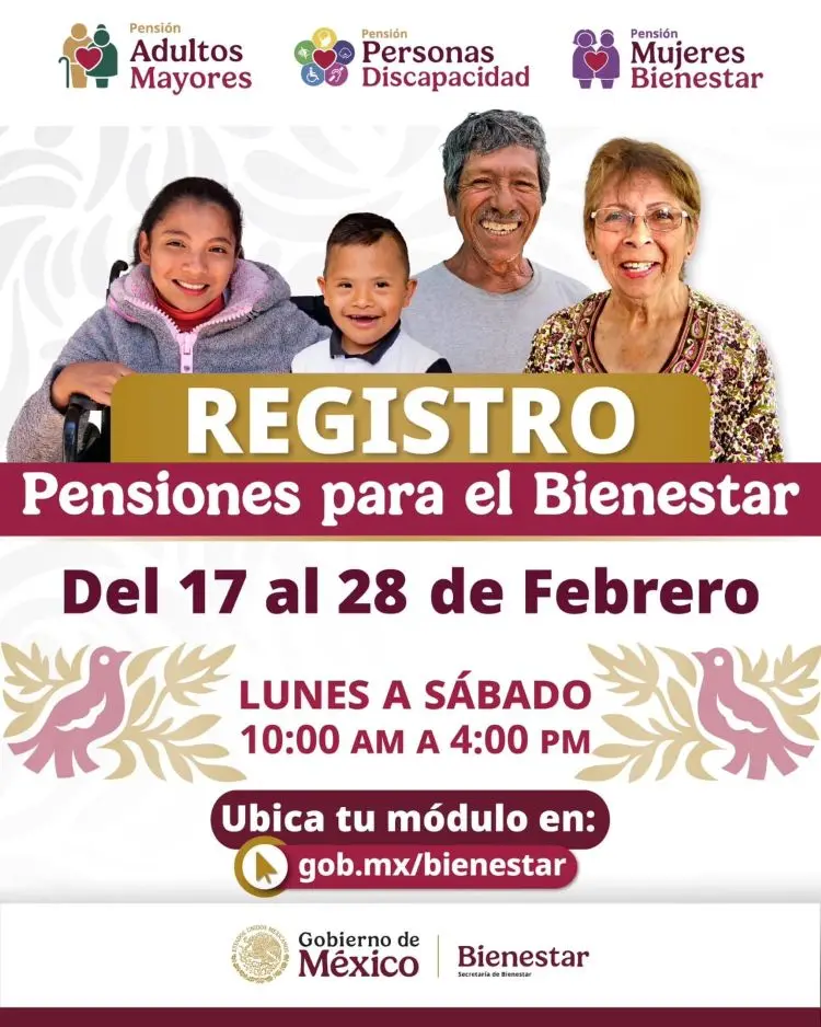 Registro pensión para el bienestar inicia el 28 de febrero