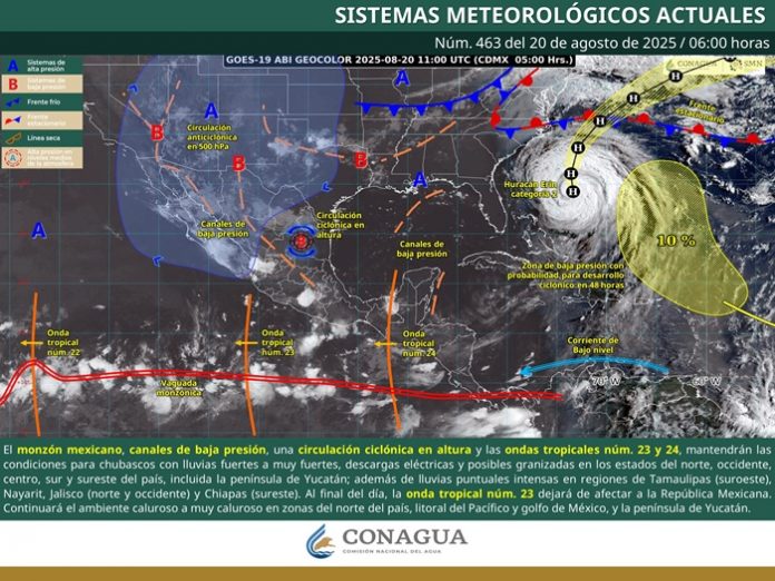 🌧️ Se pronostican lluvias intensas para Nayarit y regiones de Jalisco, Tamaulipas y Chiapas.❗ El SMN advierte que estas condiciones representan alto riesgo para la salud, especialmente en niños, adultos mayores y personas con enfermedades crónicas.