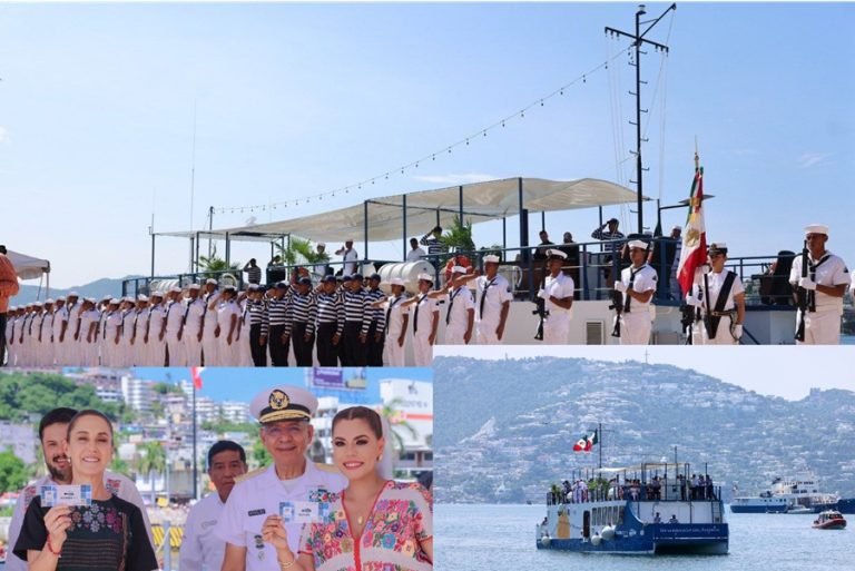 🚢🌊 Abanderan la presidenta Claudia Sheinbaum y la gobernadora Evelyn Salgado el Marinabús Acapulco