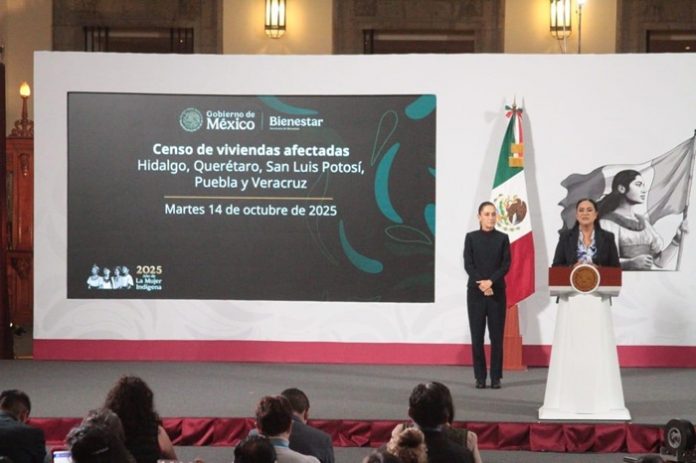 Ariadna Montiel informó que ya se censaron 4,178 viviendas afectadas por lluvias; se suman 5,000 Jóvenes Construyendo el Futuro a labores de limpieza