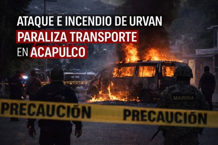 Transporte paralizado por la violencia: ataque e incendio de una unidad profundiza la crisis de seguridad en Acapulco
