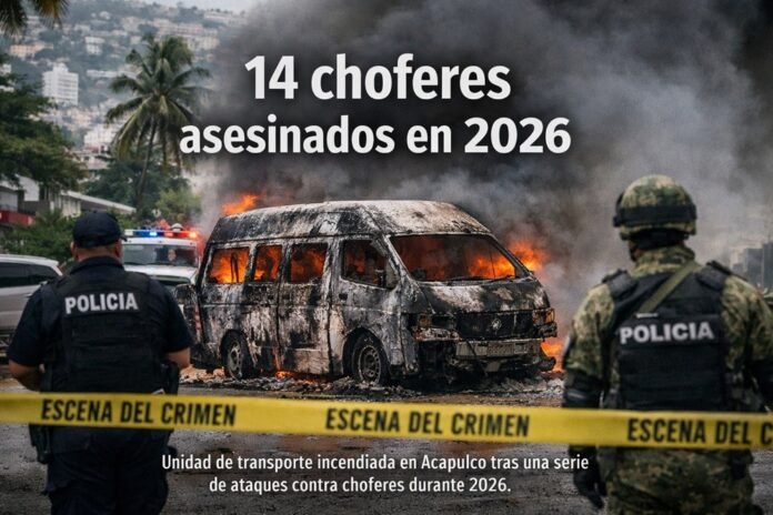 La violencia en Acapulco deja 14 choferes asesinados en 2026, con ataques armados y quema de unidades que paralizan el transporte