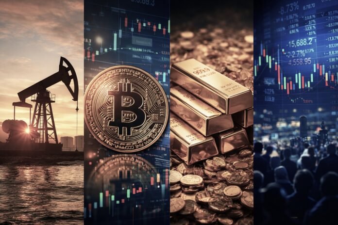 Petróleo, bitcoin, oro y bolsas revelan el rumbo de la economía mundial y las tensiones que afectan los mercados globales.