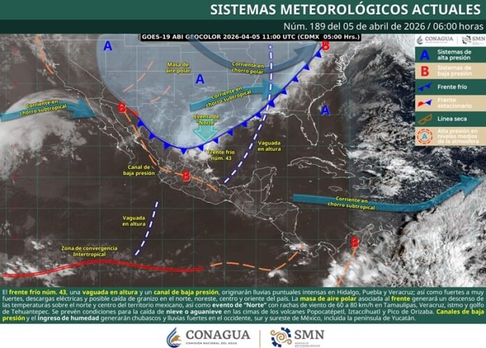 El clima en México se complica con lluvias intensas, granizo, fuertes vientos y descenso de temperatura en Hidalgo, Puebla y Veracruz