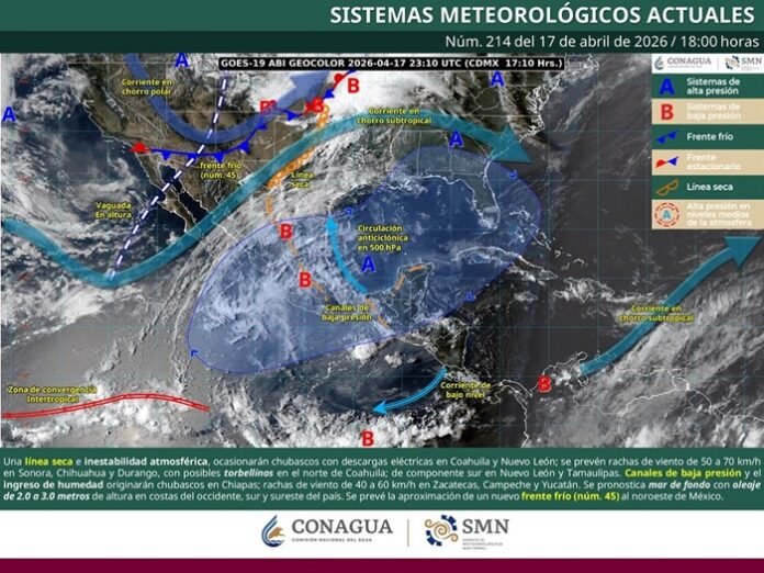El SMN advierte lluvias intensas, calor extremo y posibles torbellinos en el norte del país. Consulta estados afectados y pronóstico actualizado