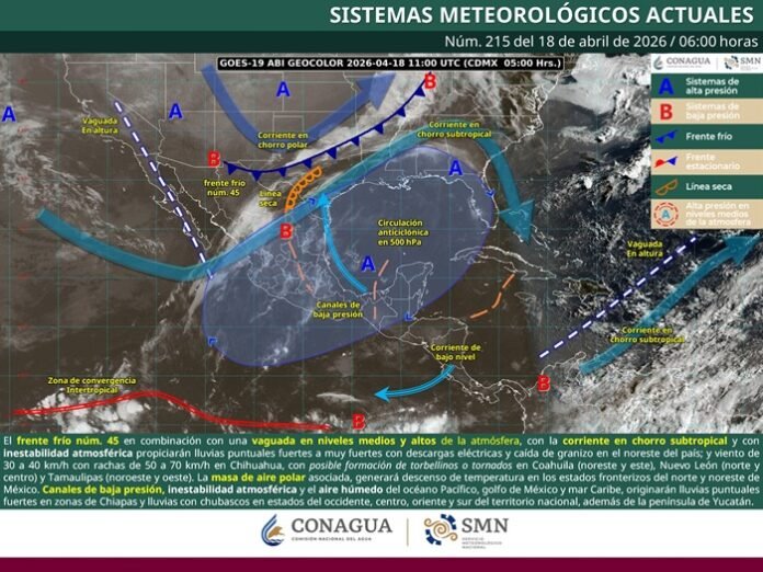El SMN alerta por lluvias intensas, vientos fuertes y posible formación de tornados en el noreste de México. Conoce los estados afectados.