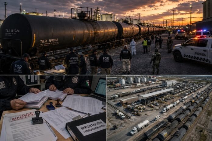 ¿Pensabas que el huachicol era solo perforar ductos? Descubre la ingeniería financiera y el fraude ferroviario del 10% que usó trenes desde Texas para evadir millones.