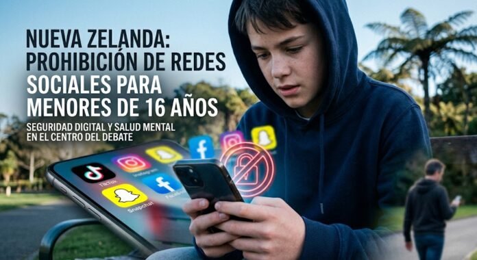 Nueva Zelanda propone prohibir redes sociales a menores de 16 años. Conoce las multas a Big Tech, el precedente de Australia y el debate global.